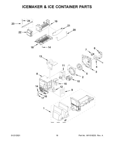 Icemaker & ice container parts