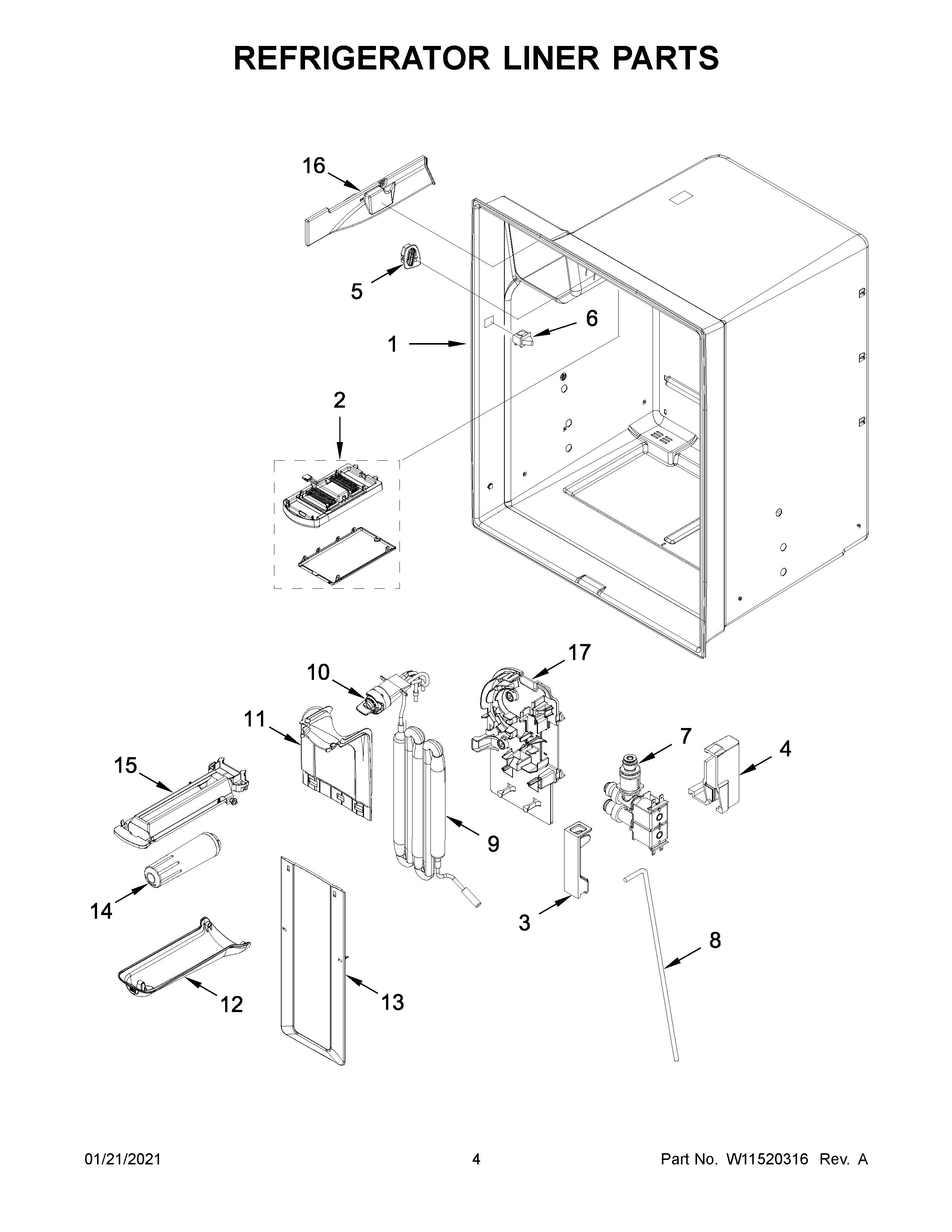 Refrigerator liner parts