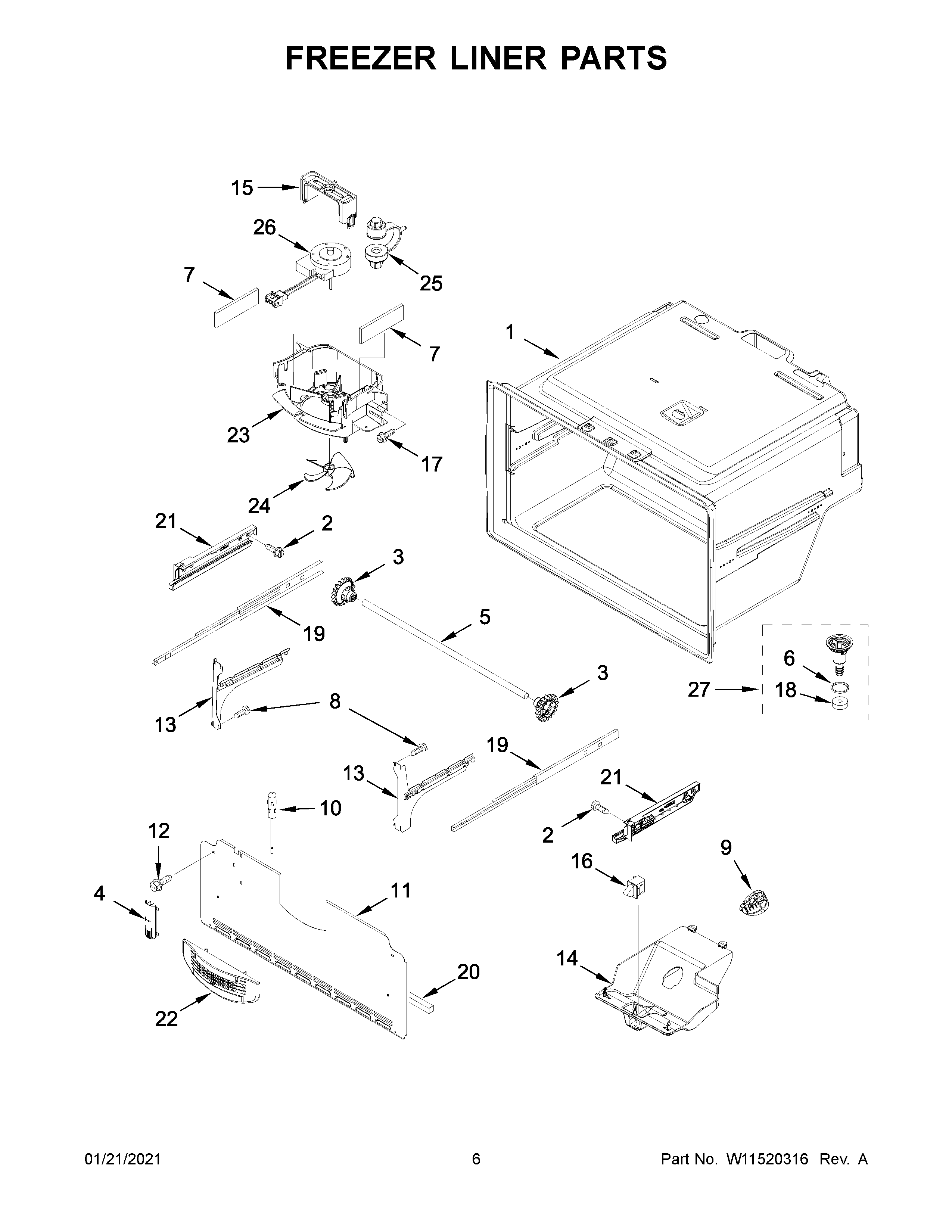 Freezer liner parts