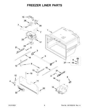Freezer liner parts