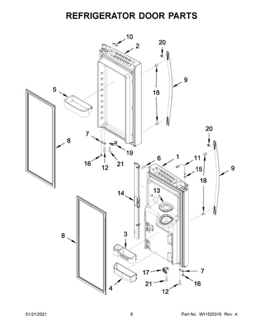 Refrigerator door parts