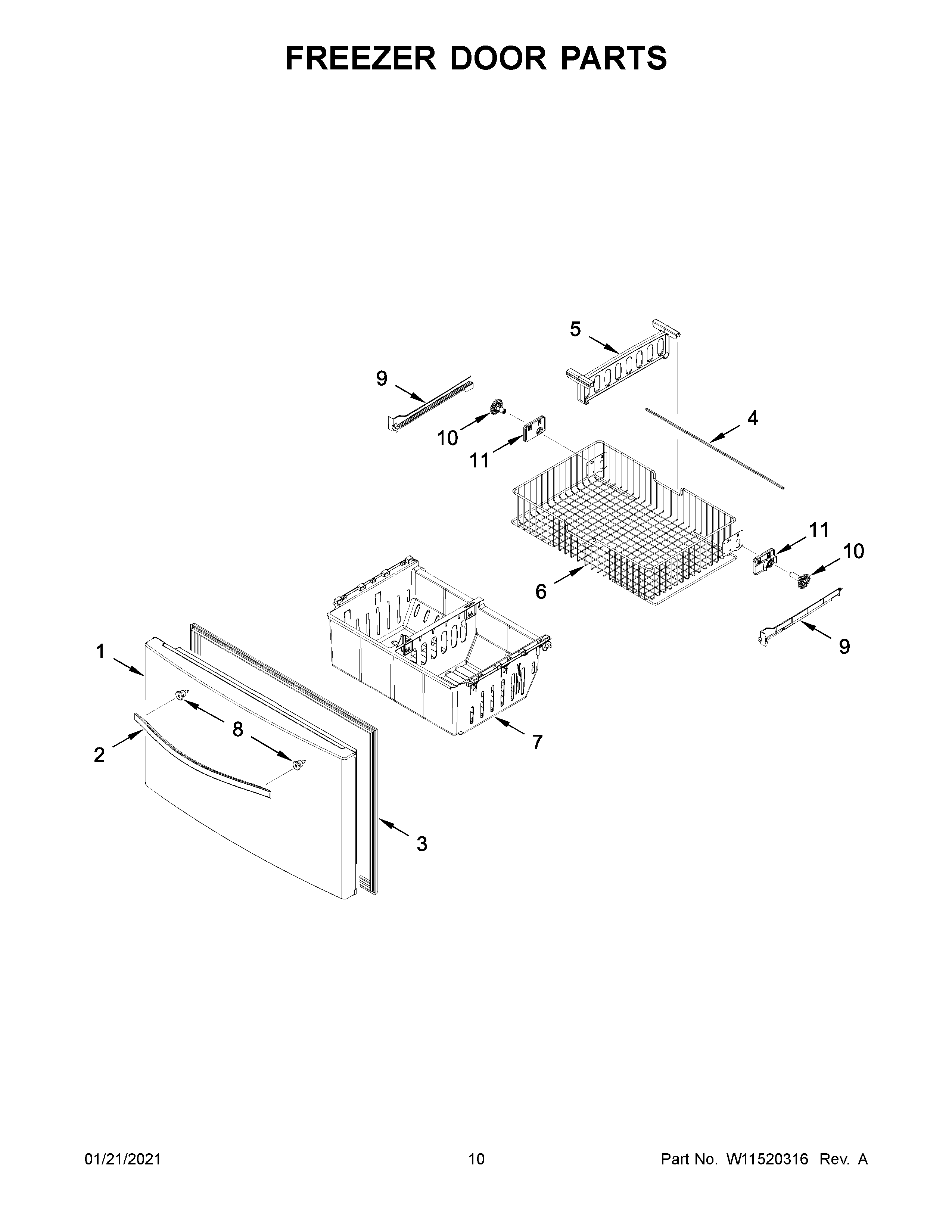 Freezer door parts