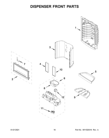 Dispenser front parts
