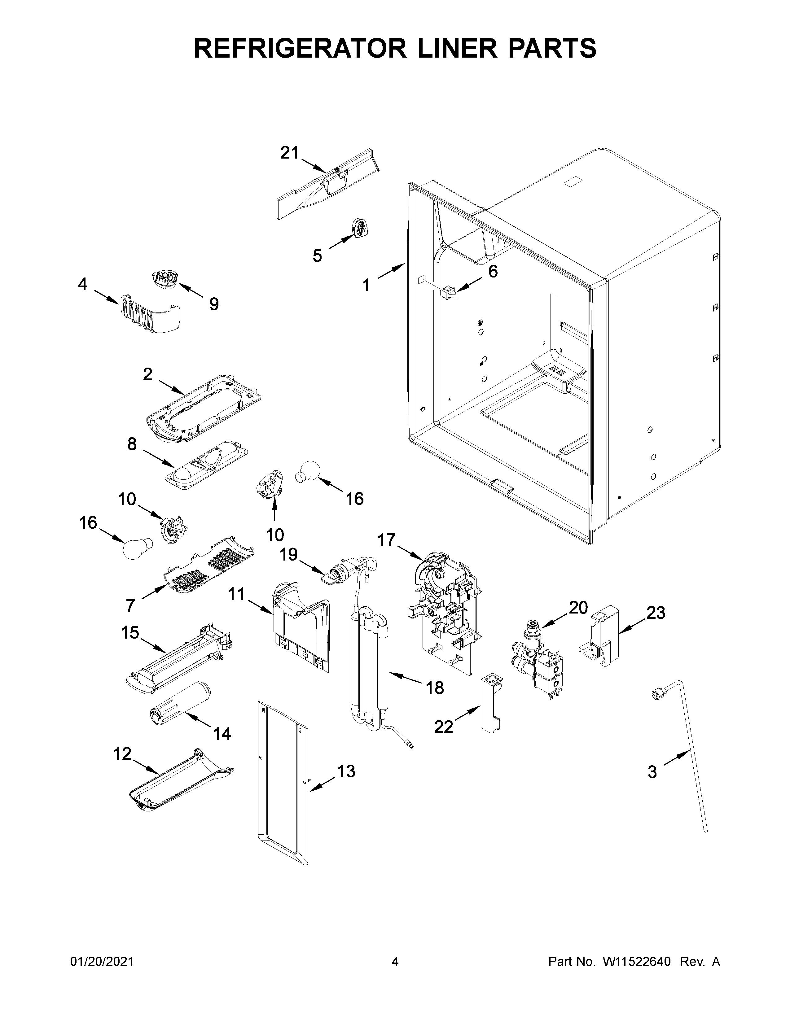 Refrigerator liner parts