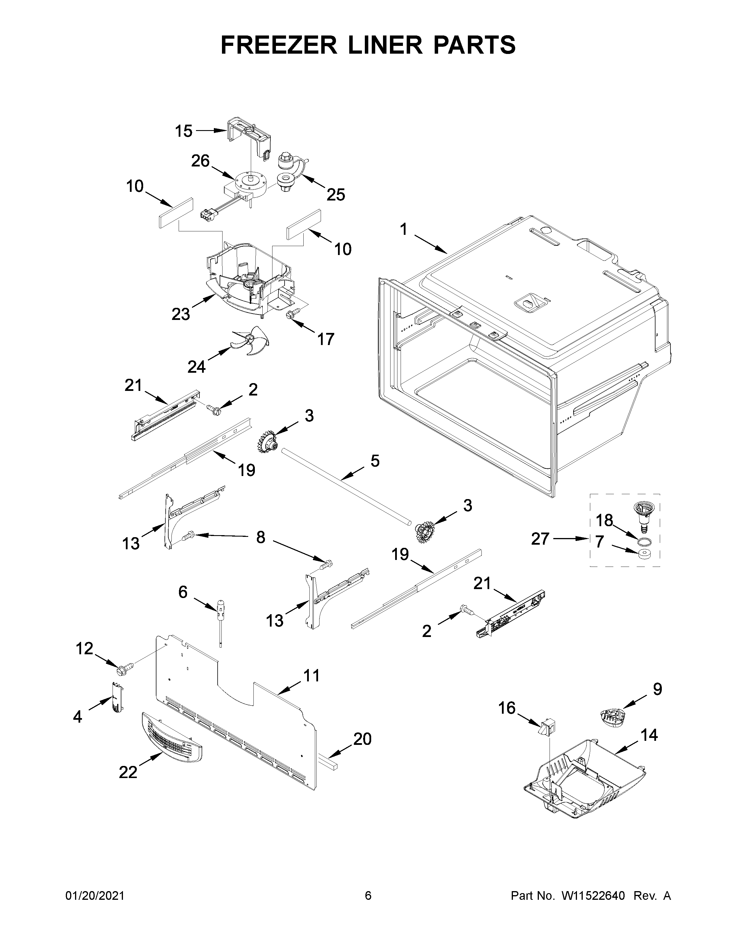 Freezer liner parts