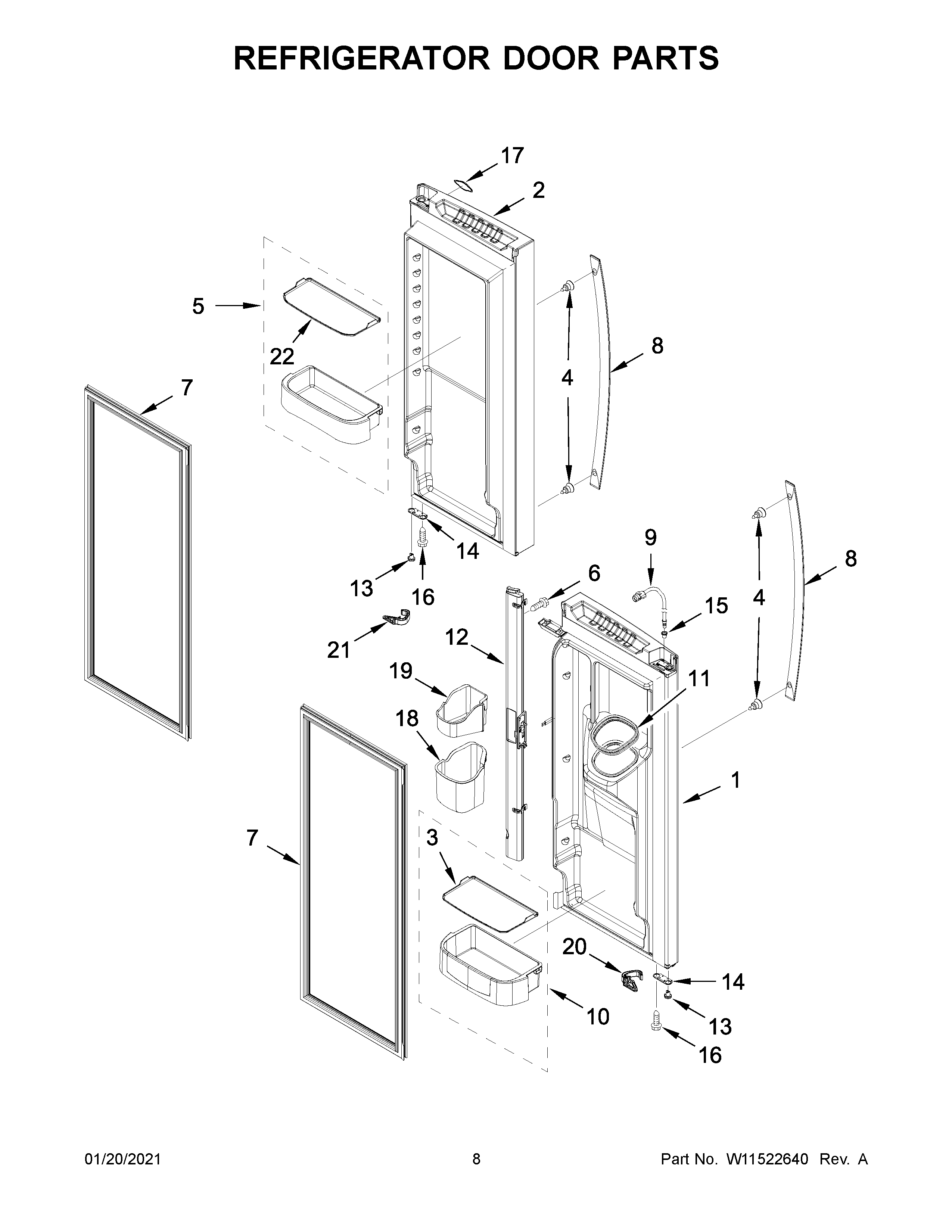 Refrigerator door parts