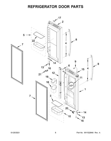 Refrigerator door parts