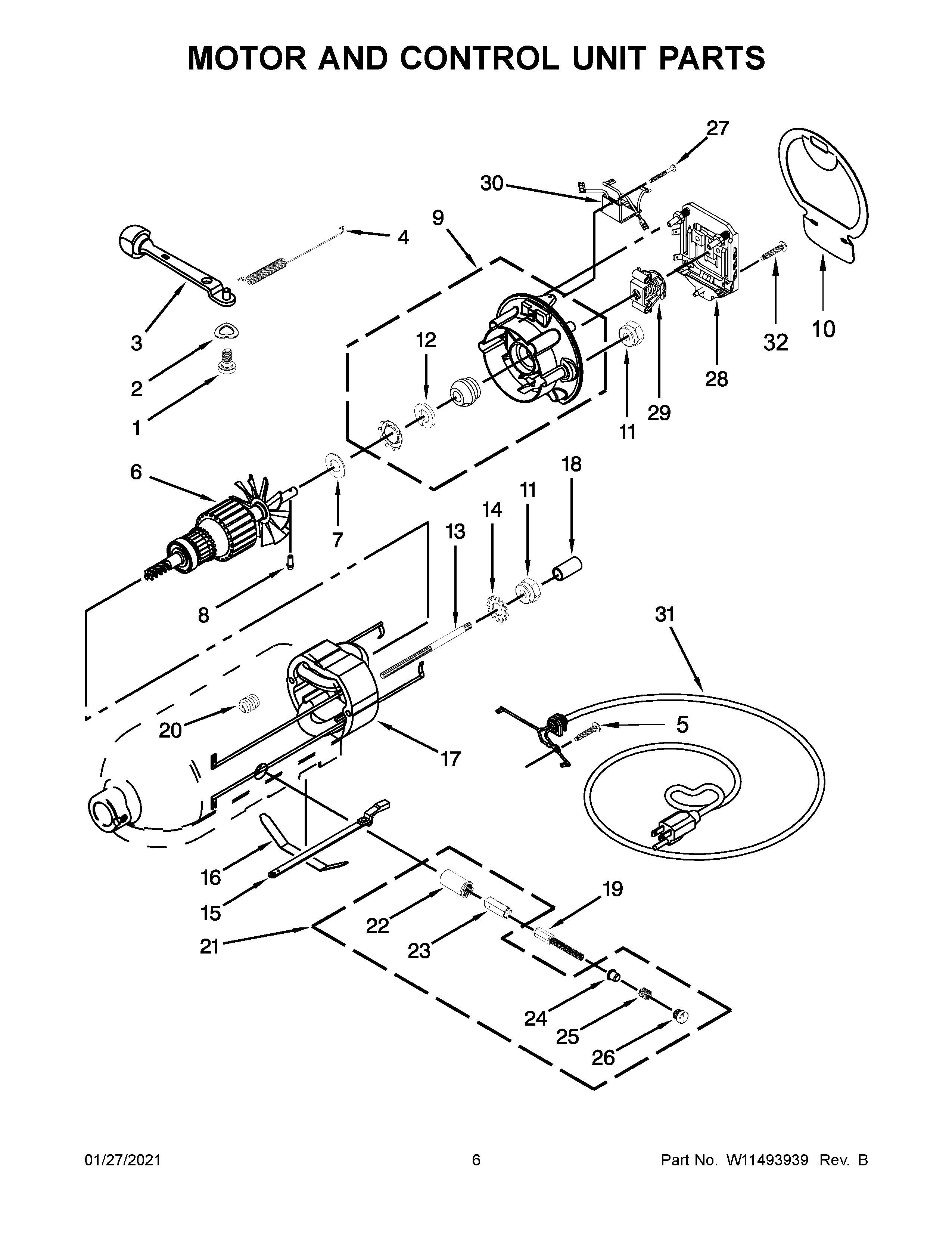 Motor and control unit parts