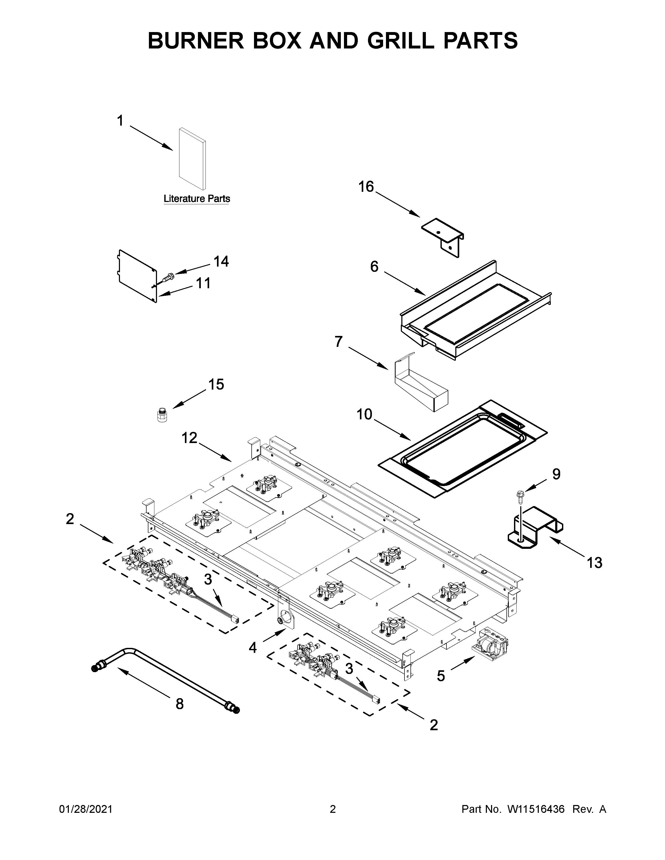 BURNER BOX AND GRILL PARTS