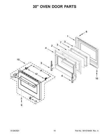 30" oven door parts