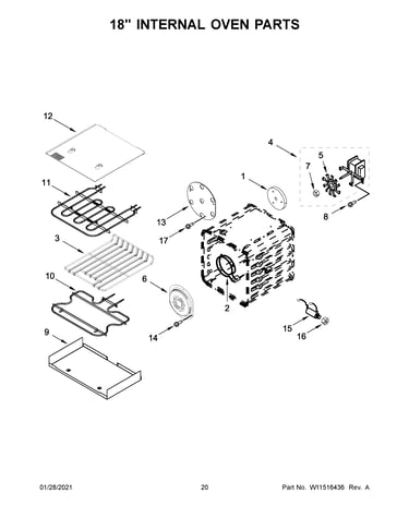 18" internal oven parts