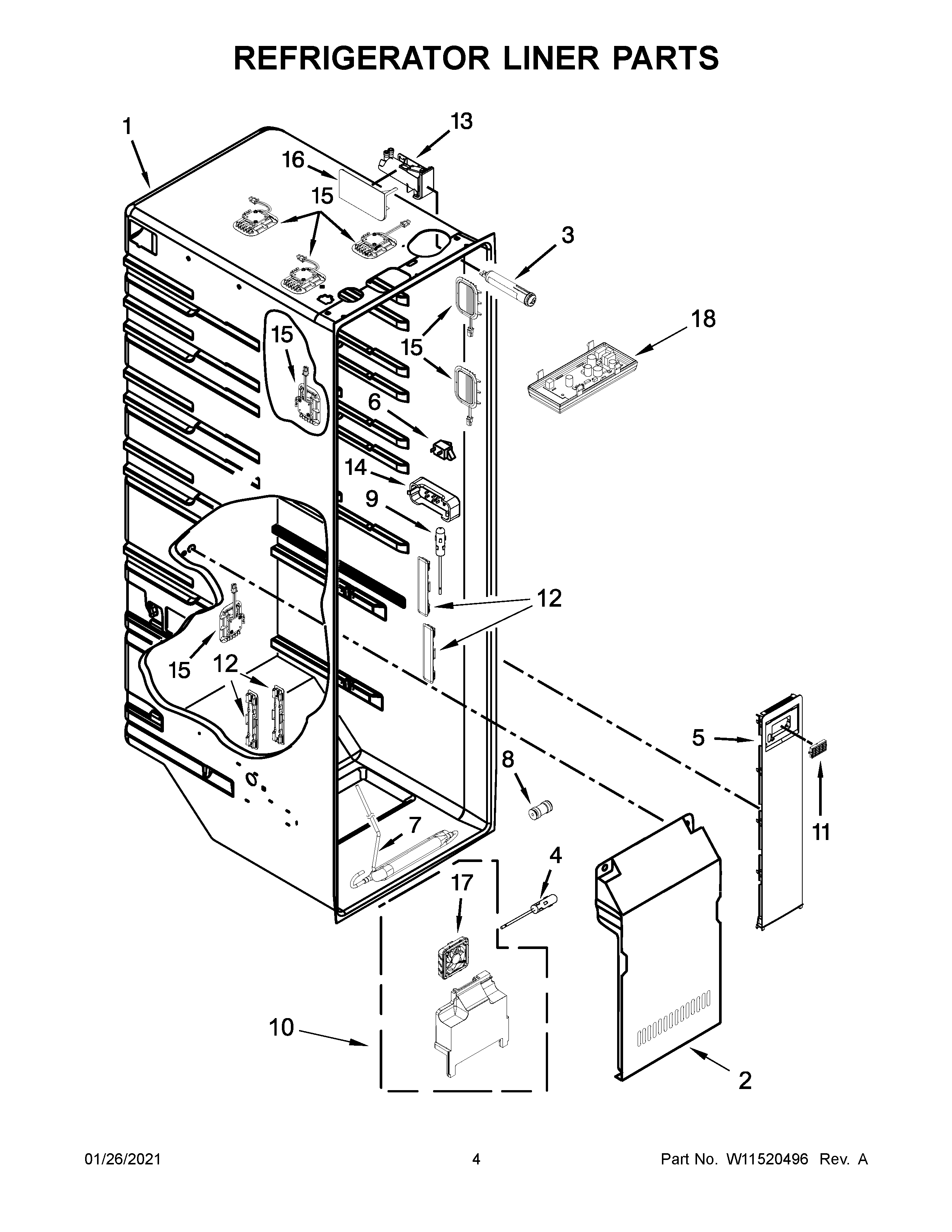 REFRIGERATOR LINER PARTS