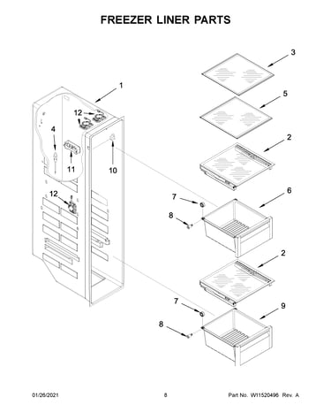 Freezer liner parts