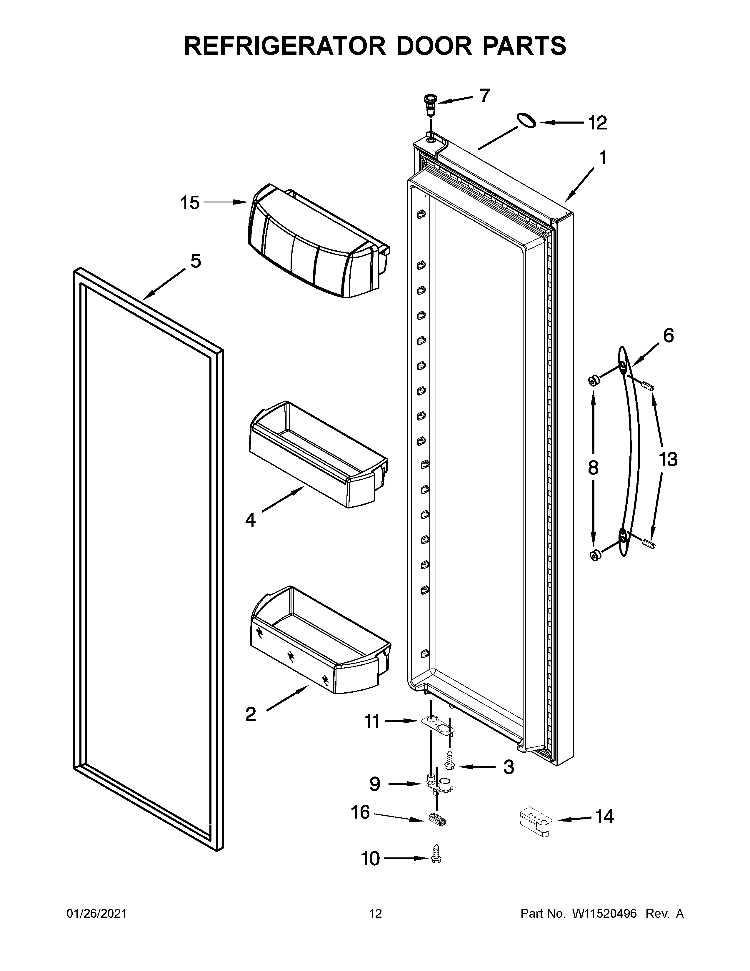 Refrigerator door parts