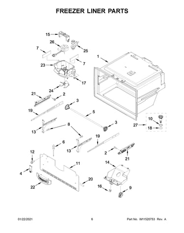 Freezer liner parts