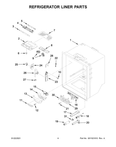 Refrigerator liner parts