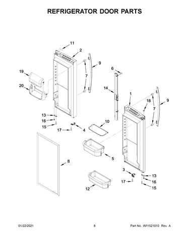 Refrigerator door parts