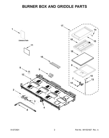 Burner box and griddle parts