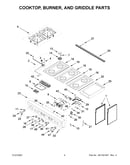 Cooktop, burner, and griddle parts