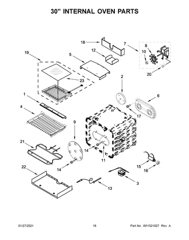 30" internal oven parts