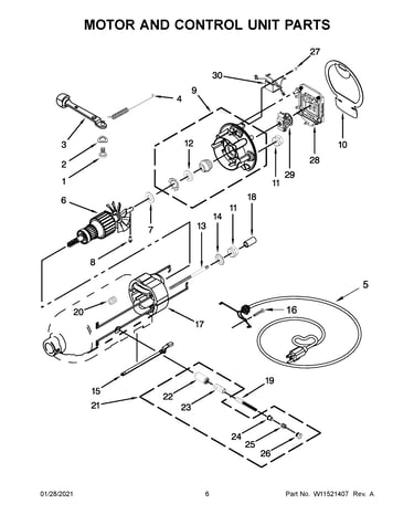 Motor and control unit parts