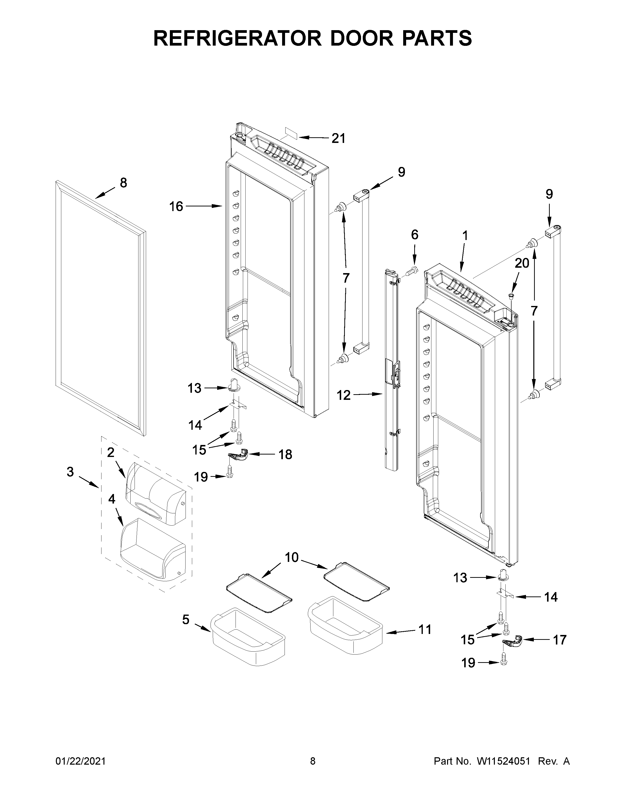 Refrigerator door parts