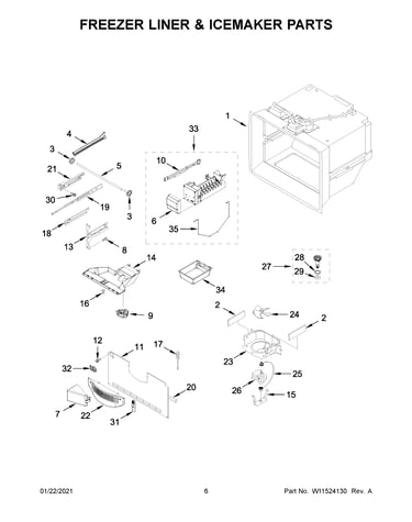 Freezer liner & icemaker parts