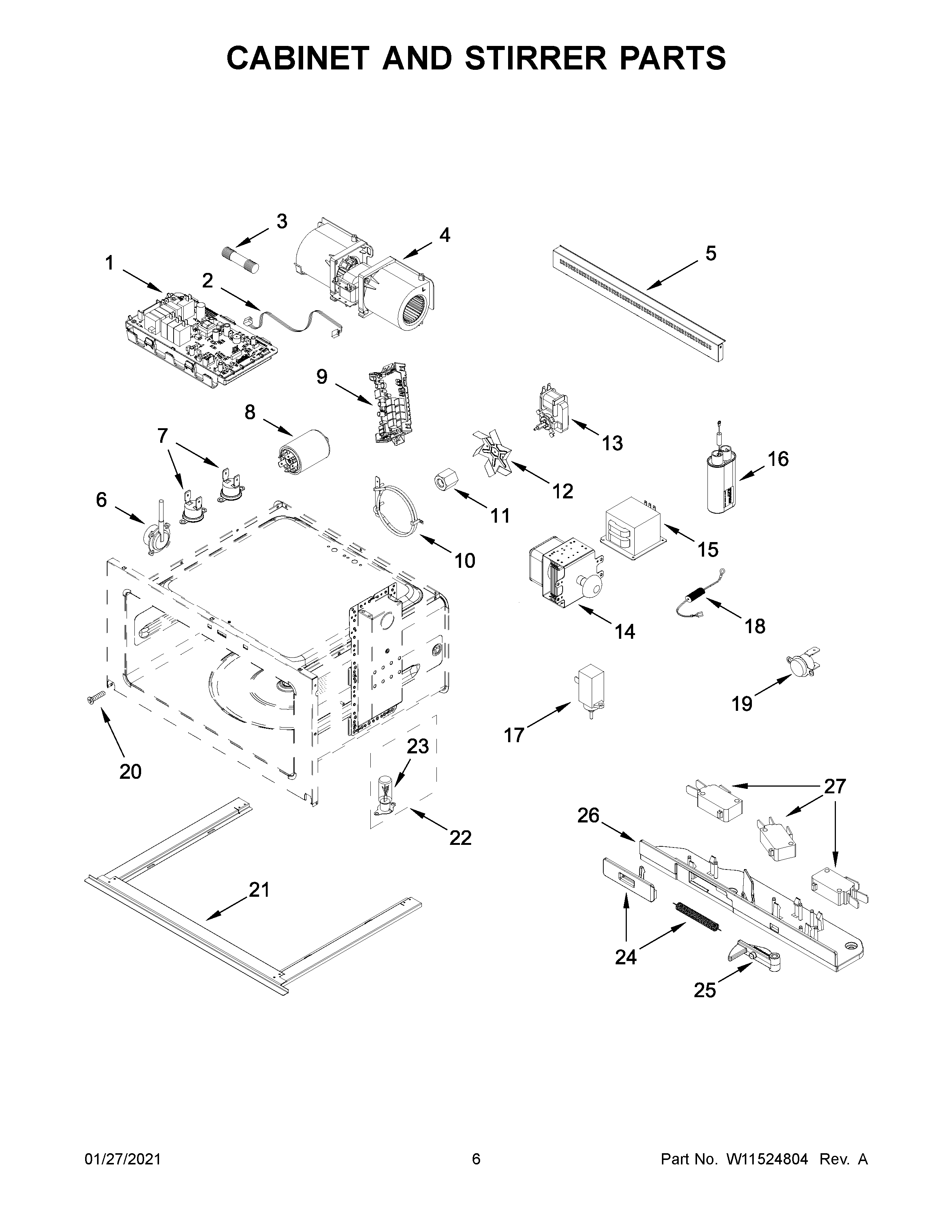 Cabinet and stirrer parts