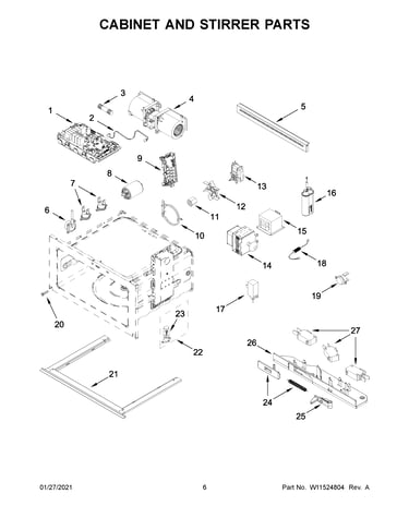Cabinet and stirrer parts