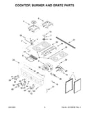 Cooktop, burner and grate parts