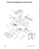 Cooktop, burner and grate parts