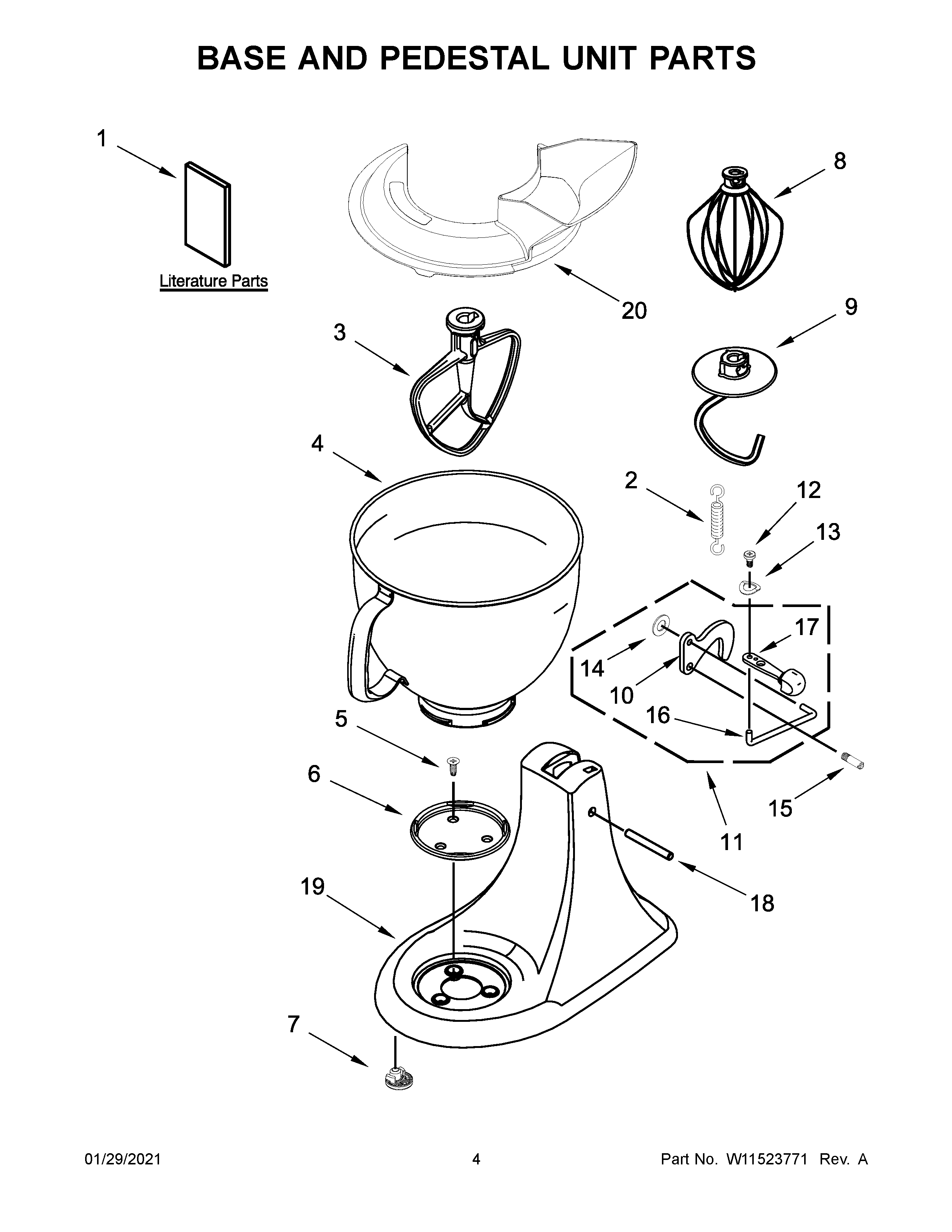 Base and pedestal unit parts