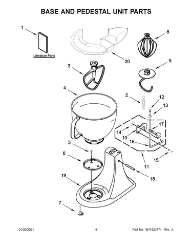 Base and pedestal unit parts