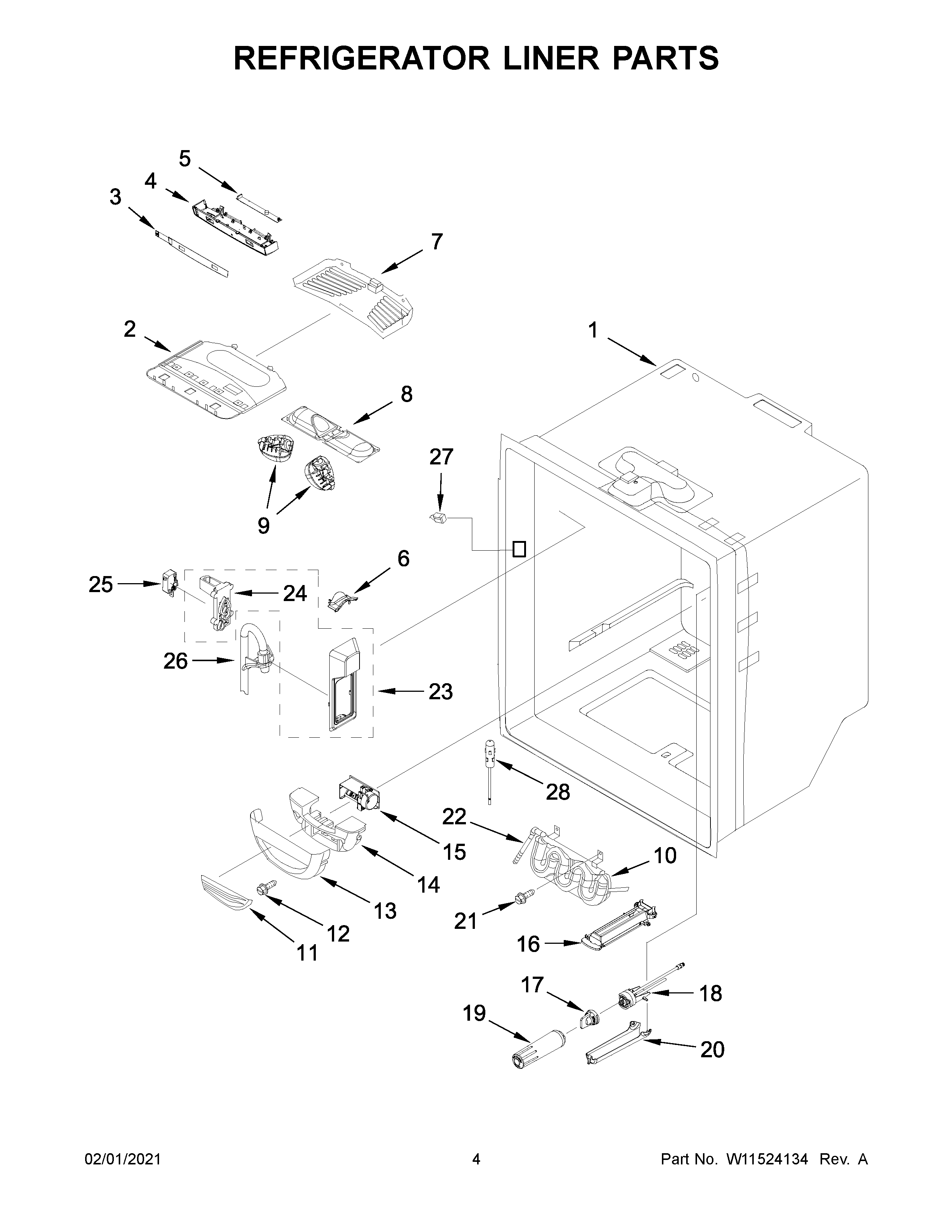 REFRIGERATOR LINER PARTS