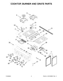 Cooktop, burner and grate parts