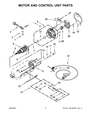 Motor and control unit parts