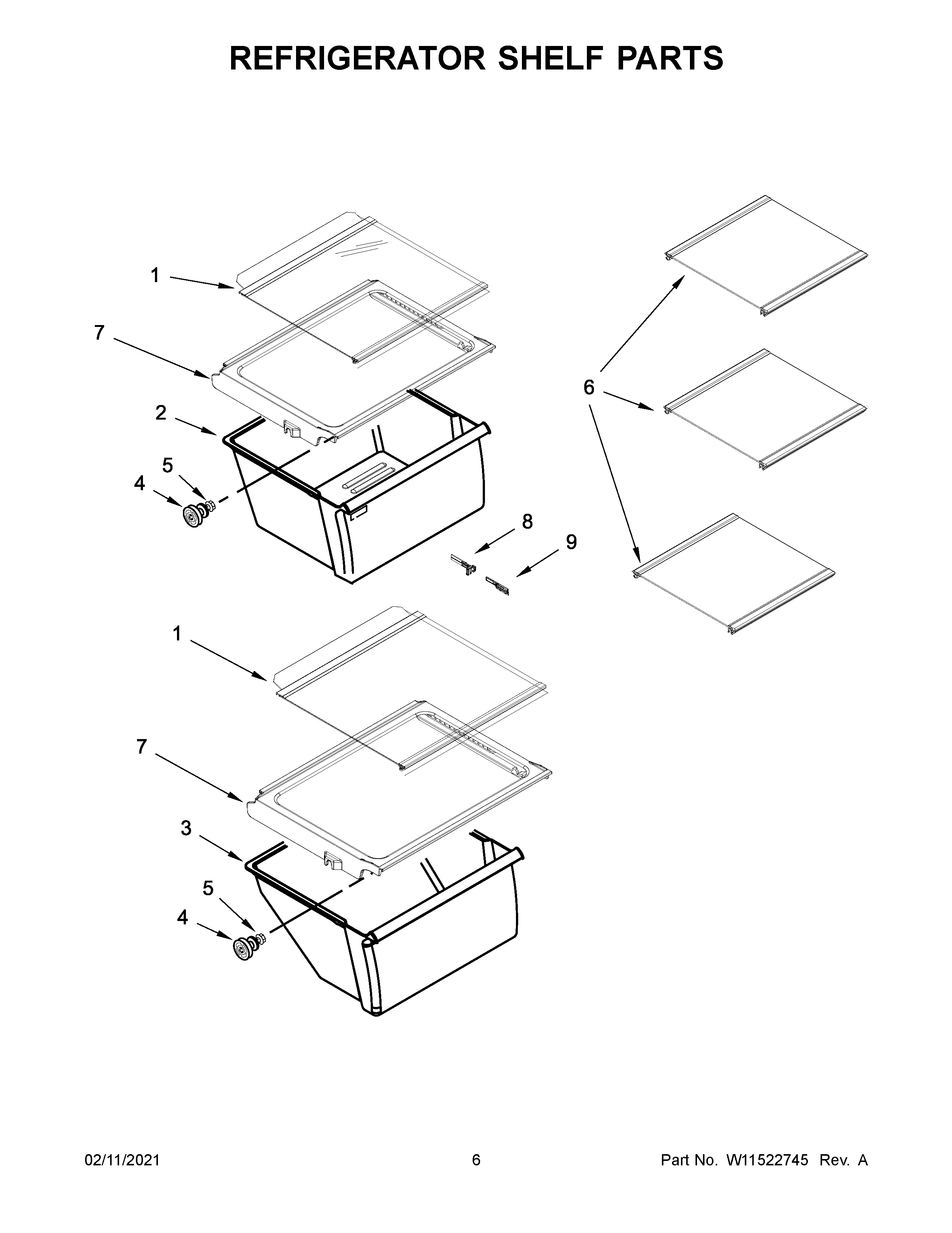 Refrigerator shelf parts