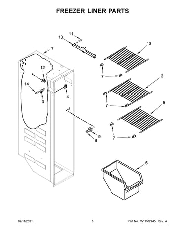 Freezer liner parts