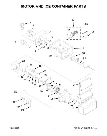 Motor and ice container parts