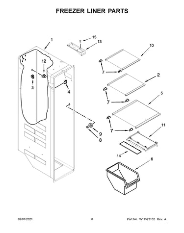 Freezer liner parts