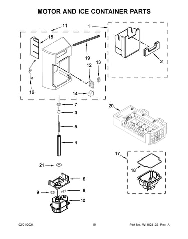 Motor and ice container parts