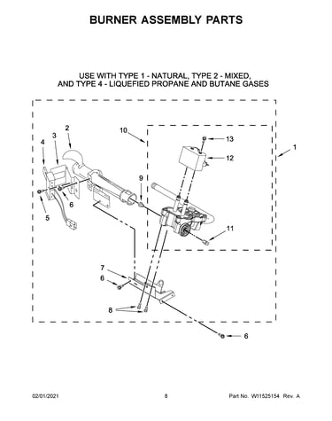 Burner assembly parts