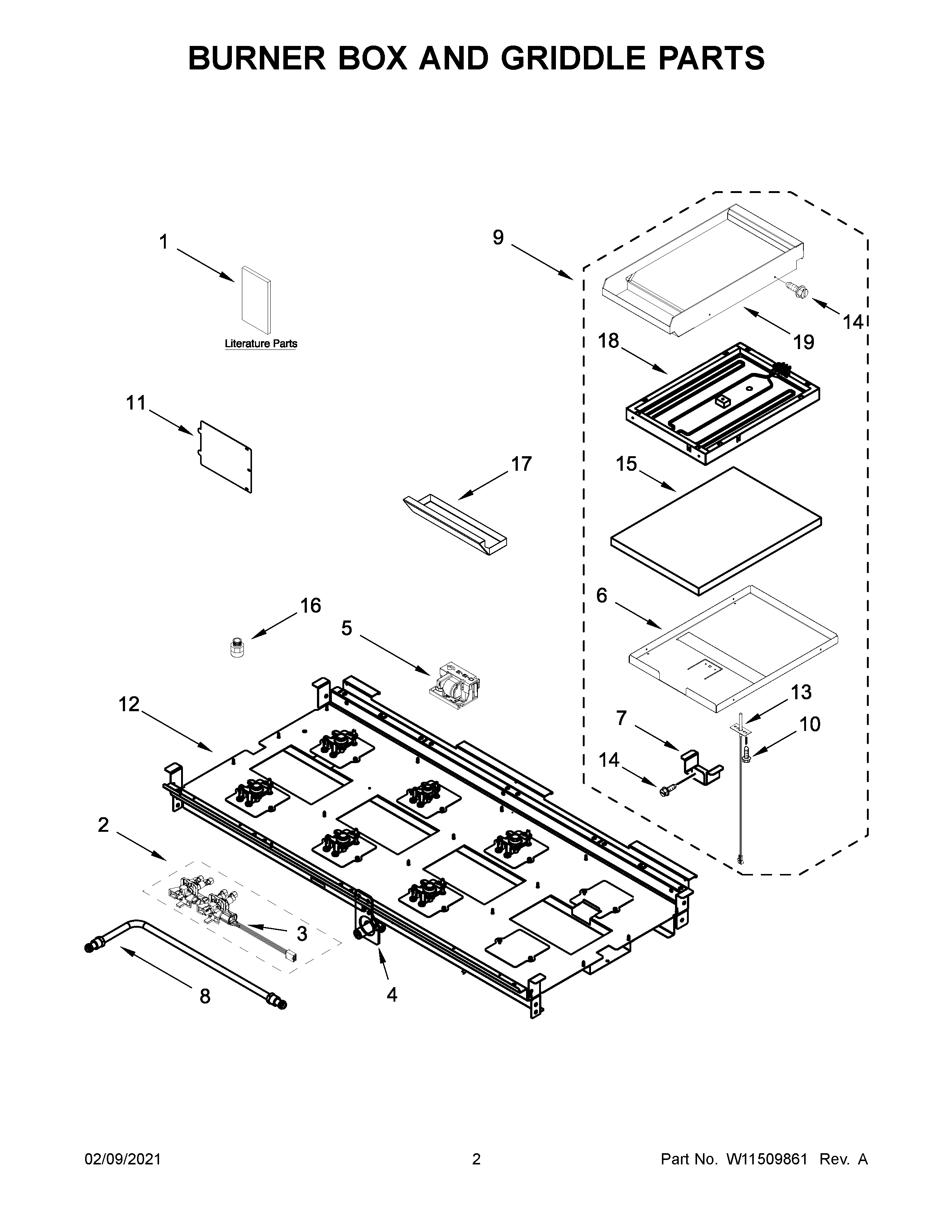 BURNER BOX AND GRIDDLE PARTS