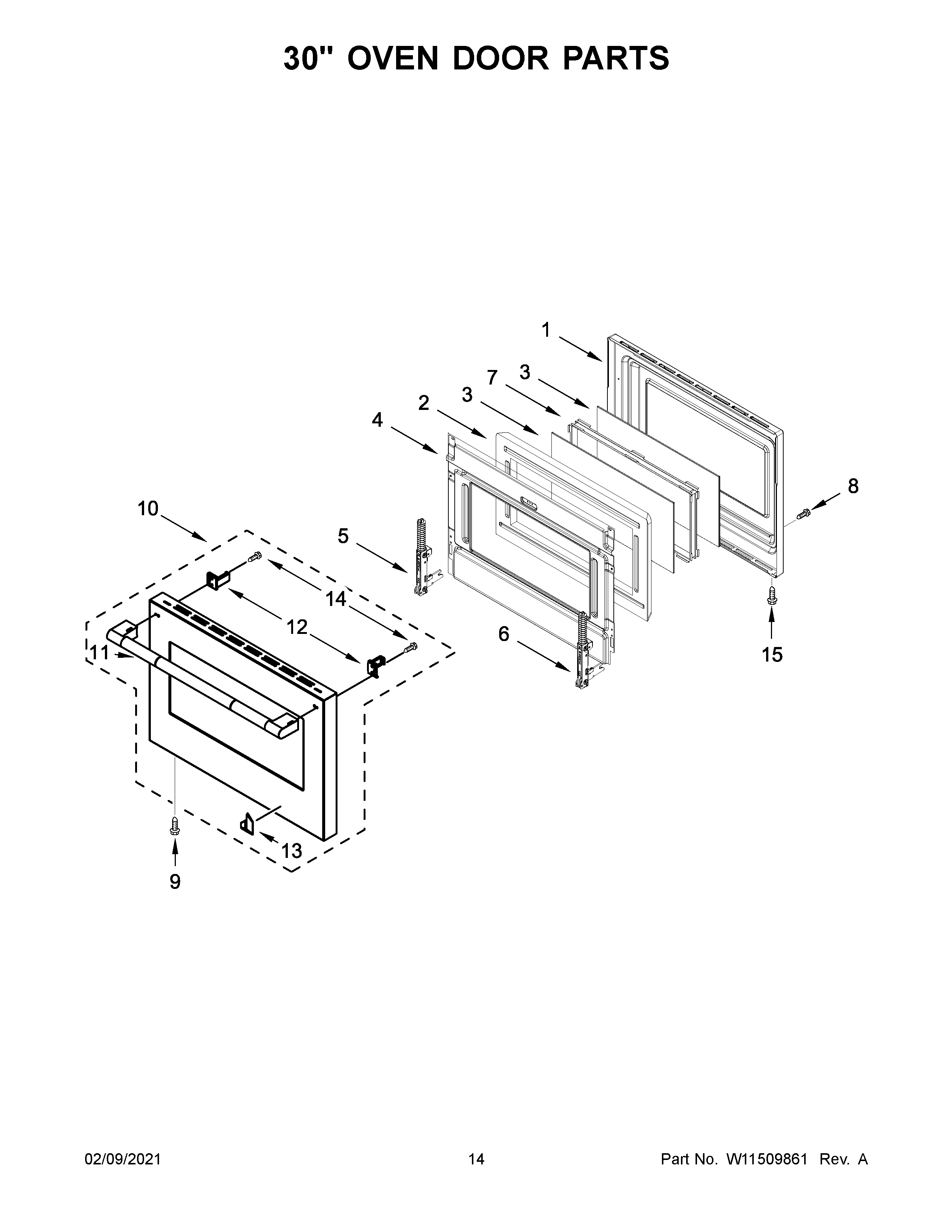 30" OVEN DOOR PARTS