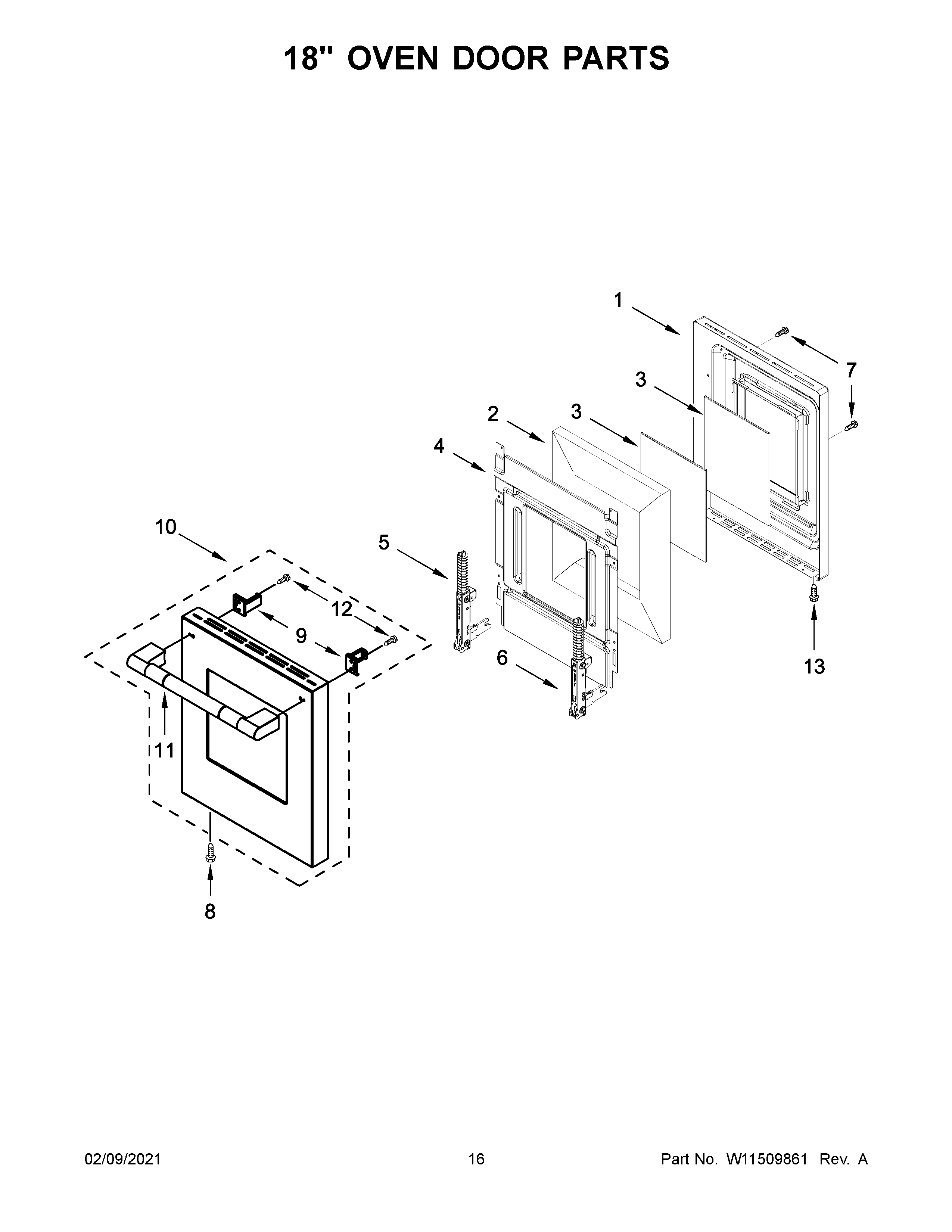 18" OVEN DOOR PARTS