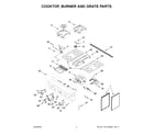 KitchenAid KFDC500JBK01 cooktop, burner and grate parts diagram