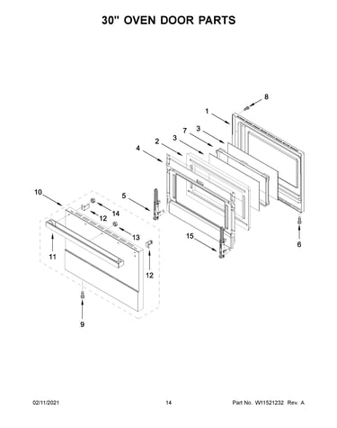 30" oven door parts