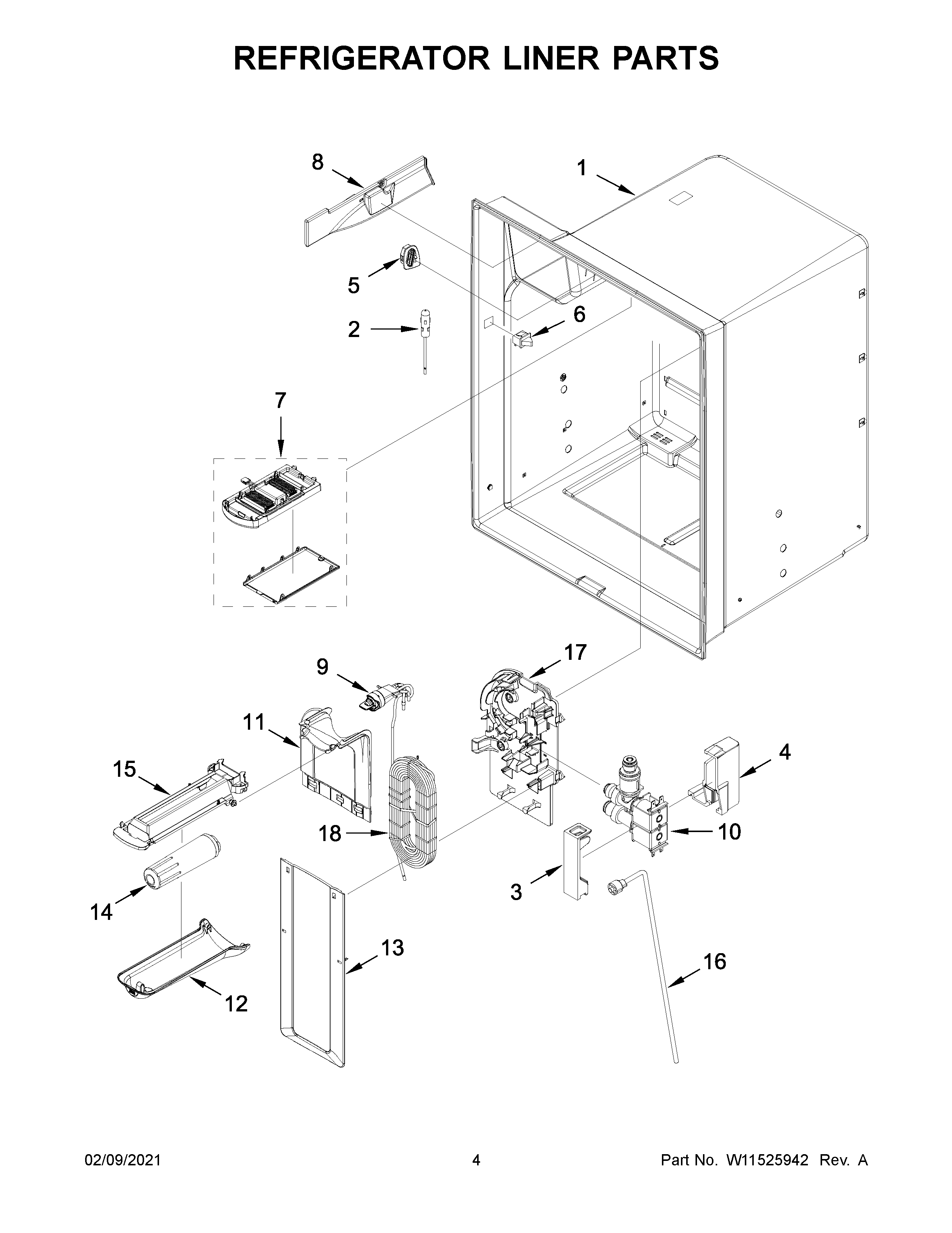Refrigerator liner parts