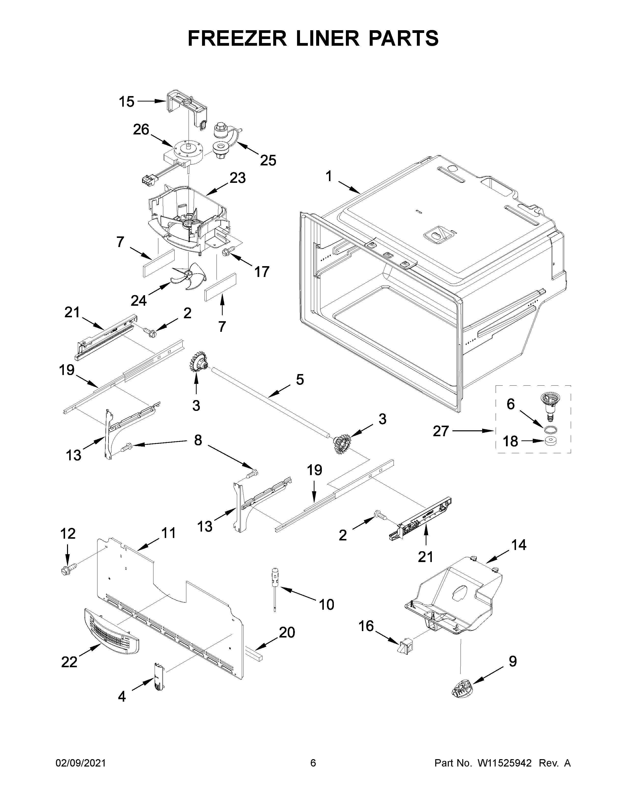 Freezer liner parts