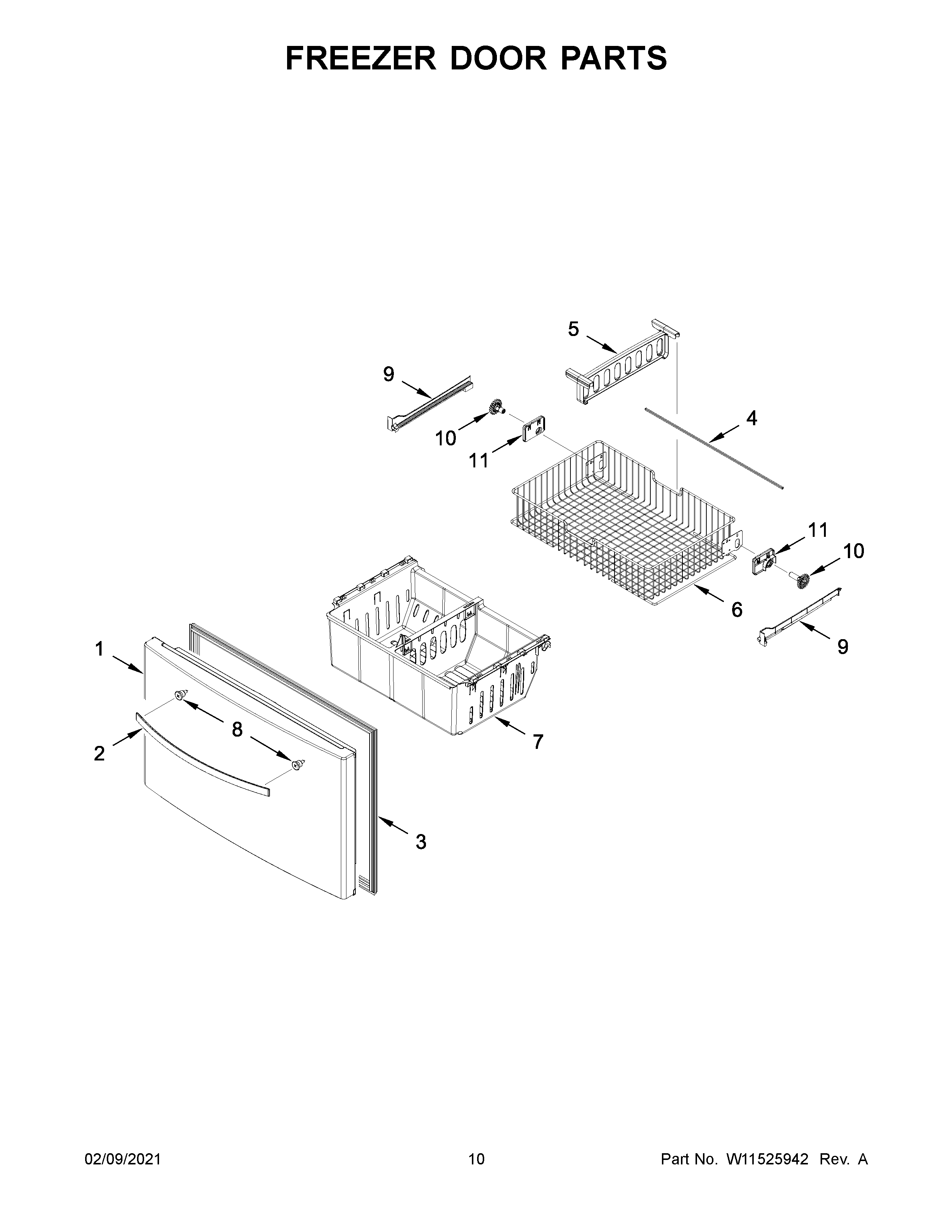 Freezer door parts